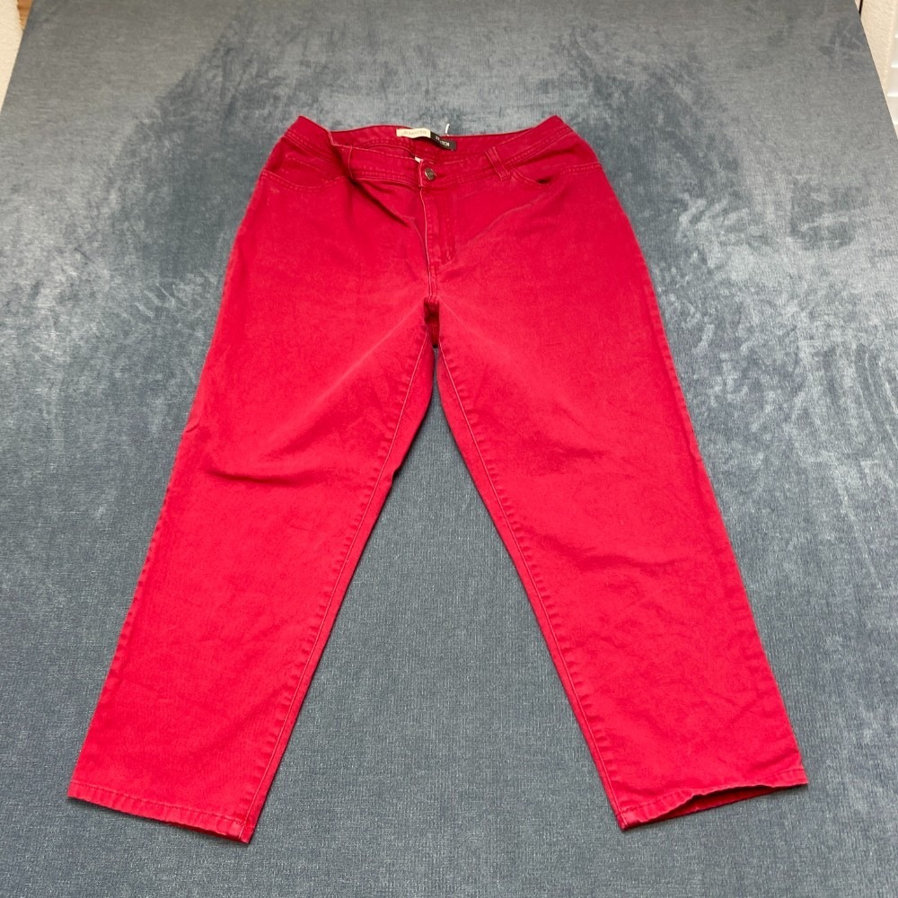 St. John's Bay Capri Jeans Womens 12 30x23 Red Denim Cotton Stretch Mid Rise